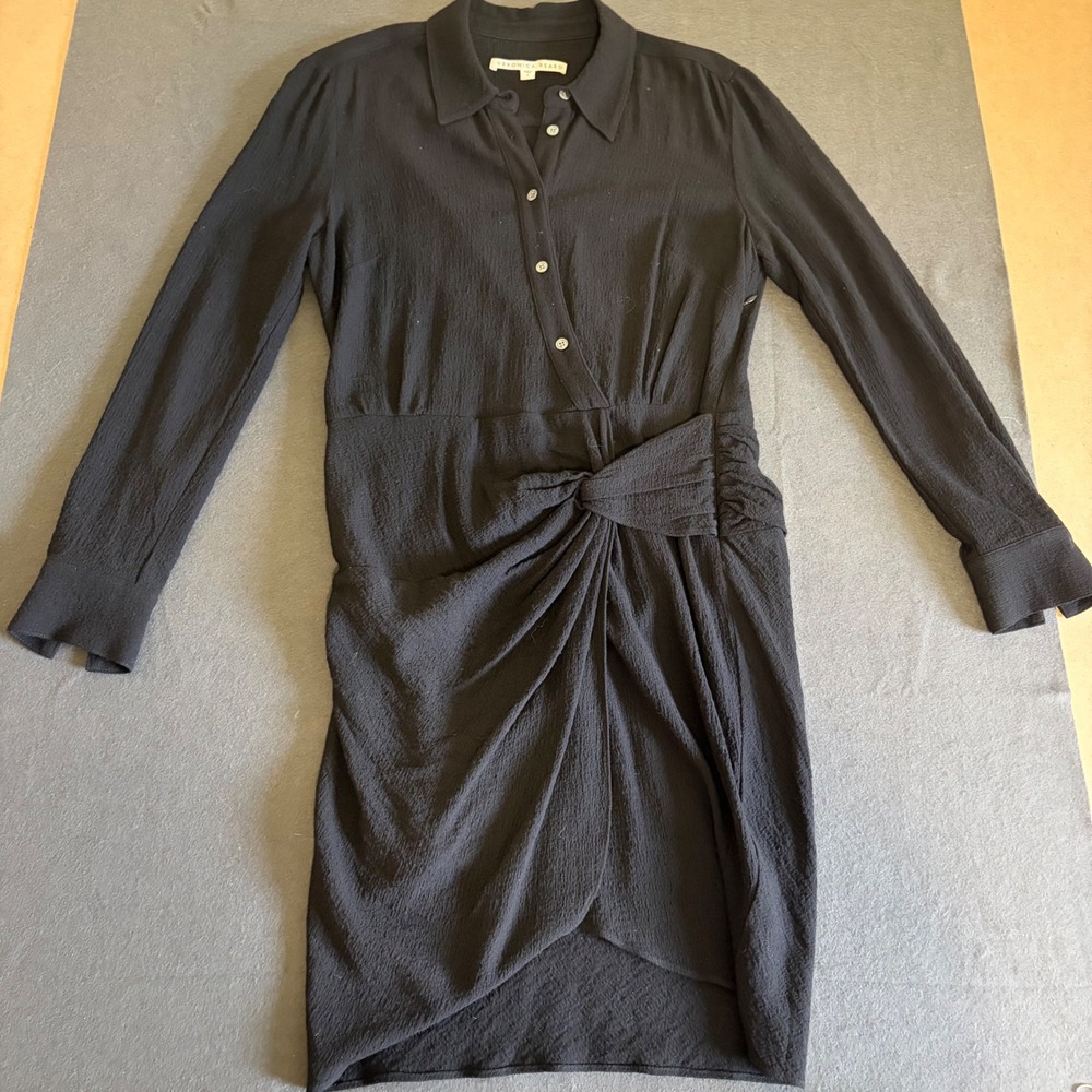 Veronica Beard Shirt Dress Womens 6 Black Designer‎ Feminine Core Casual Wrap